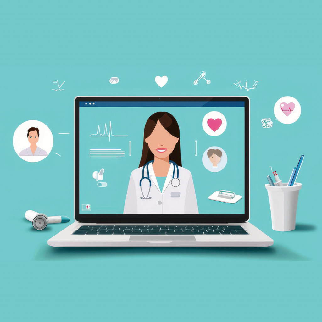 Illustration of doctor on laptop screen
