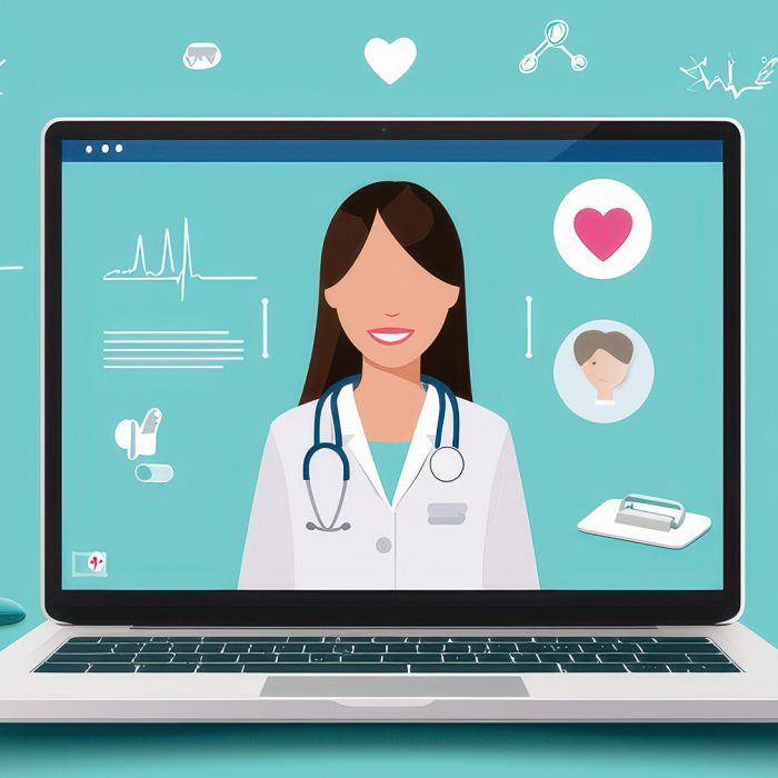 Illustration of doctor on laptop screen